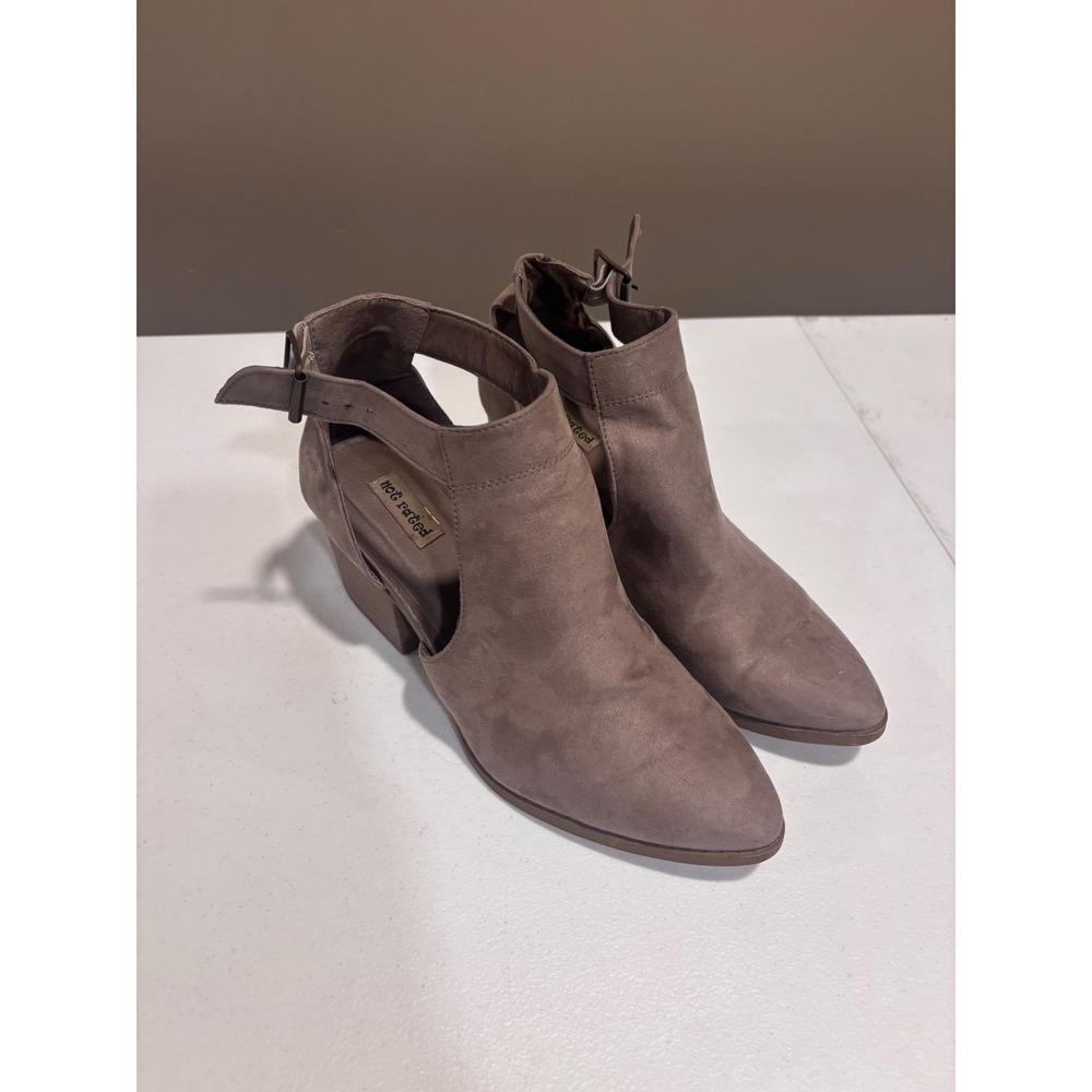 Hot Rated Taupe Mauve Cutout Ankle Booties Block Heel Pointed Toe Womens Size 9
